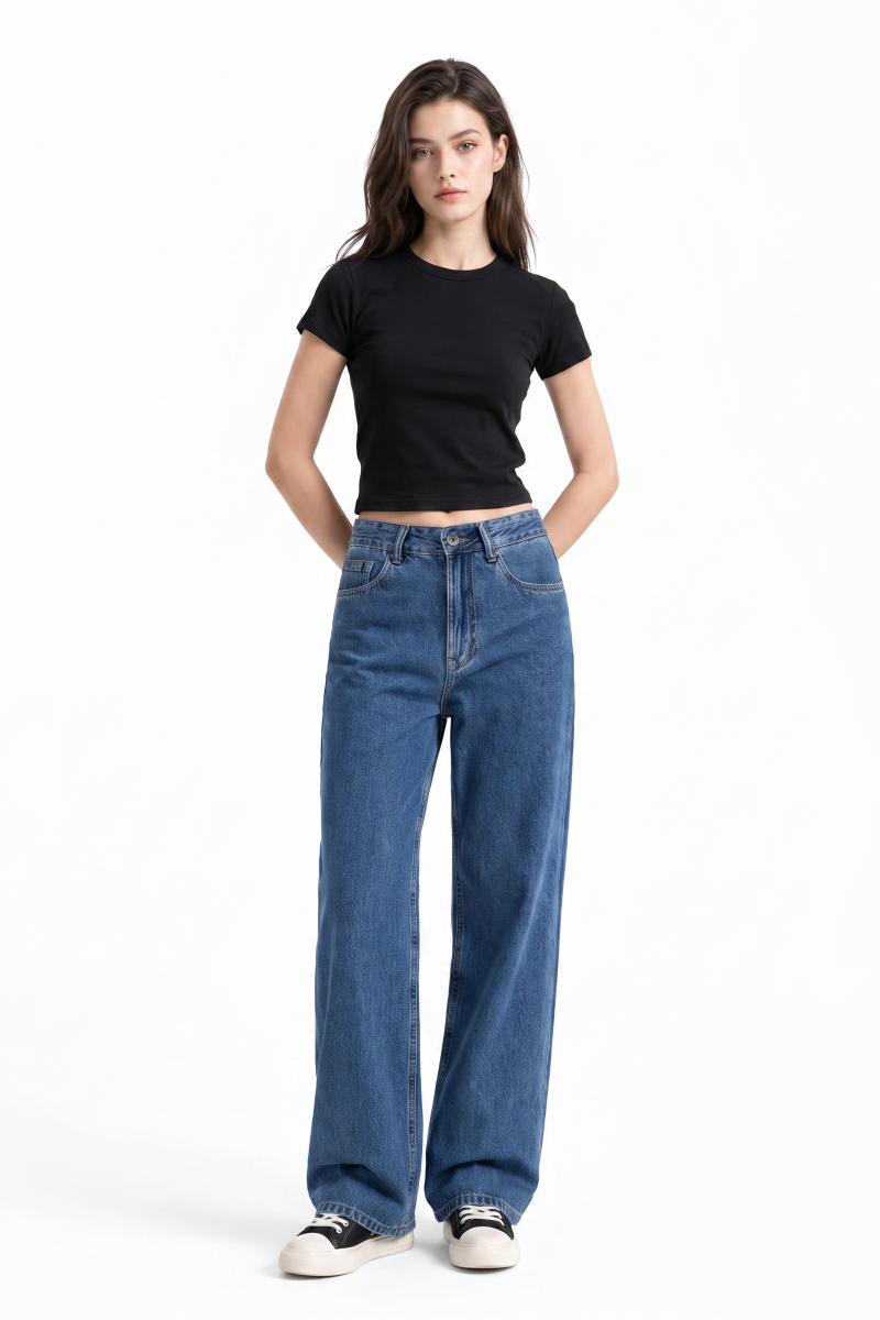 Women's High Waist Soft Straight Leg Jeans
