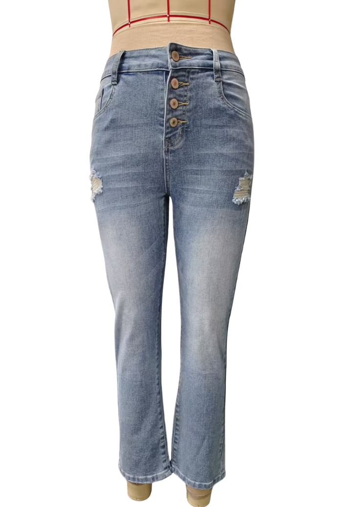 Women's High Waisted Button Fly Jeans