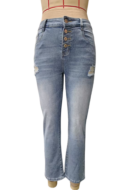 Women's High Waisted Button Fly Jeans