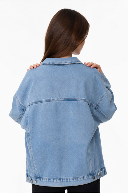 Women's Oversized Drop Shoulder Denim Jacket