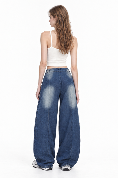 Women's Vintage Washed High Waist Wide Leg Jeans