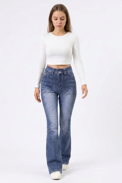 Women's High Waist Stretch Flare Jeans