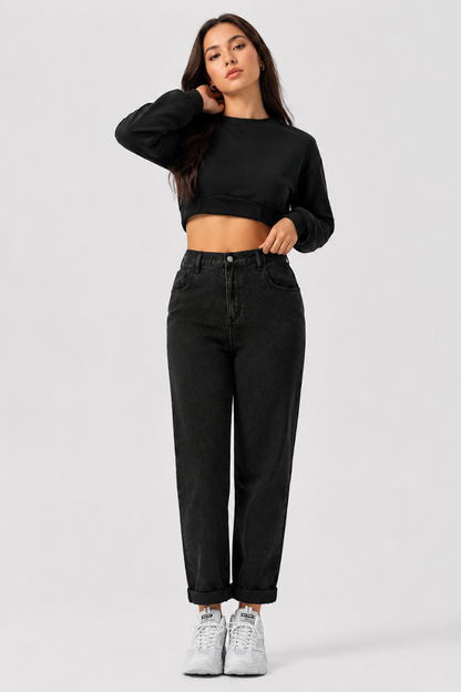 Women's Plus Size High Waist Stretch Straight Leg Jeans