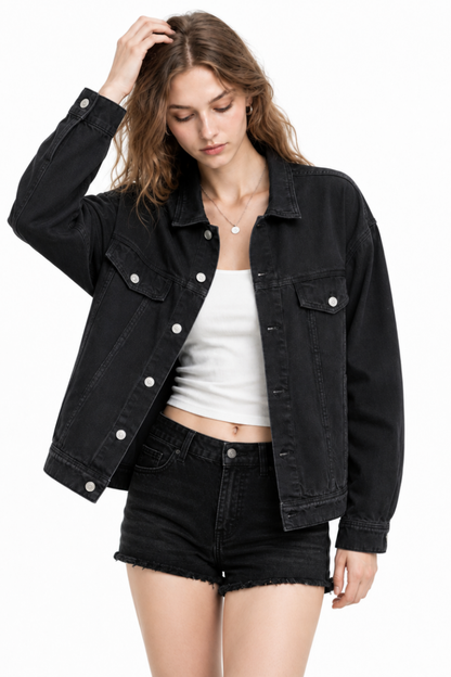 Women's  Oversized Washed Denim Jacket