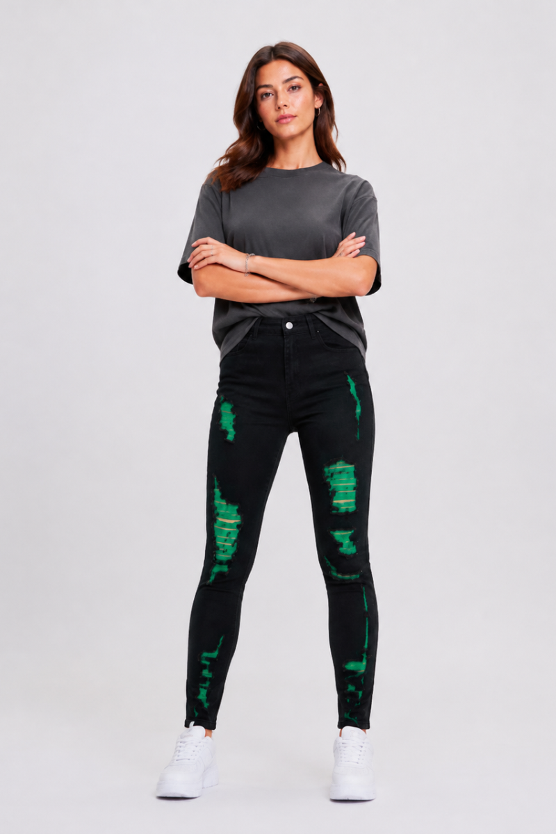 Women's High Waist Ripped Skinny Jeans