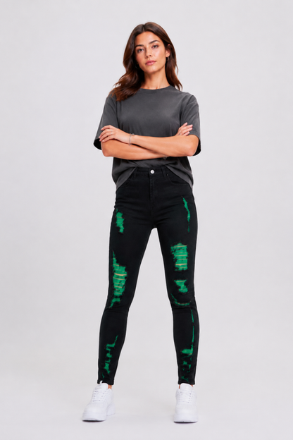 Women's High Waist Ripped Skinny Jeans