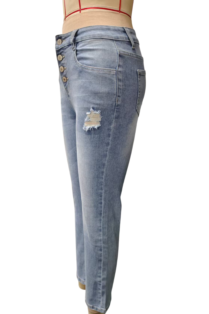 Women's High Waisted Button Fly Jeans