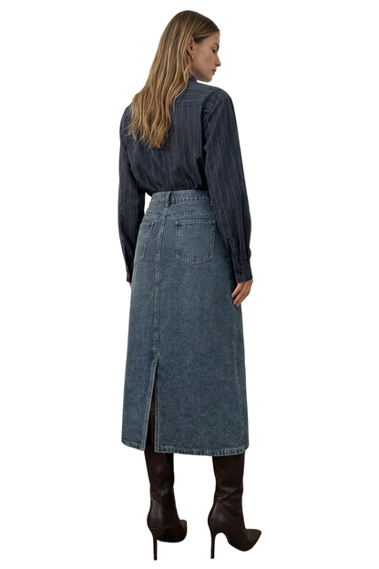 Women's Classic Vintage Wash Denim Midi Skirt