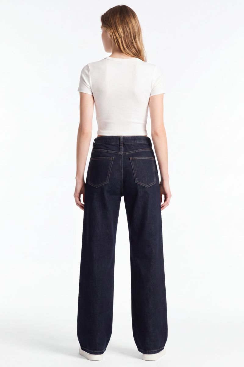 Women's Original Blue Wash High Waist Straight Leg Jeans