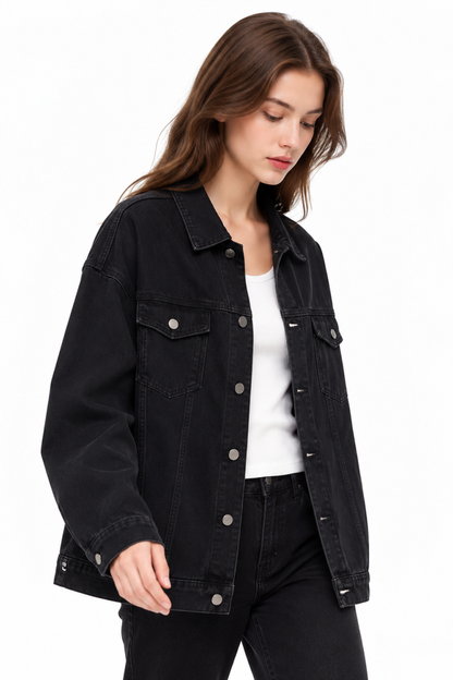 Women's Oversized Drop Shoulder Denim Jacket