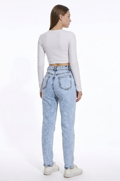 Women's Vintage High Waist Slim Straight Leg Jeans