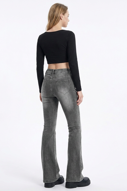 Women's Wash High Waist Stretch Slim Fit Flare Jeans