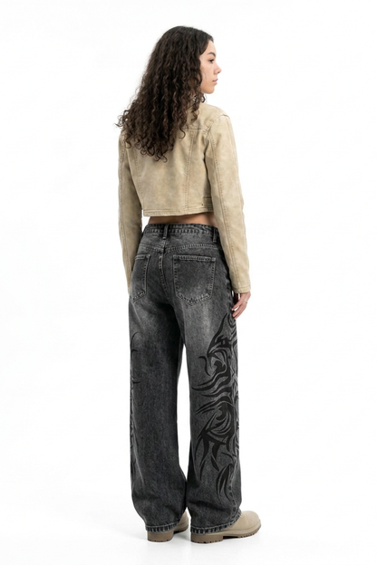 Women's High Waist Washed Stretch Wide Leg Jeans