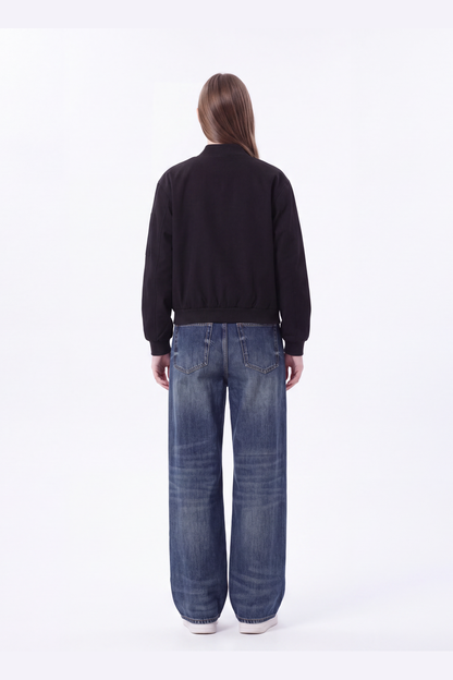 Women's 100% Cotton High Waist Relaxed-Fit Wide Leg Jeans