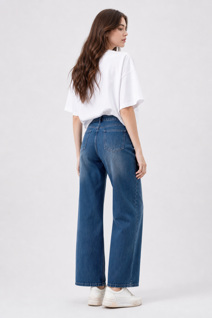 Women's High Waist Non-Stretch Wide Leg Jeans