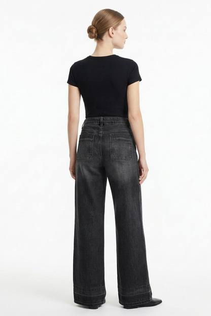 Women's Vintage Wash High Waist Wide Leg Jeans