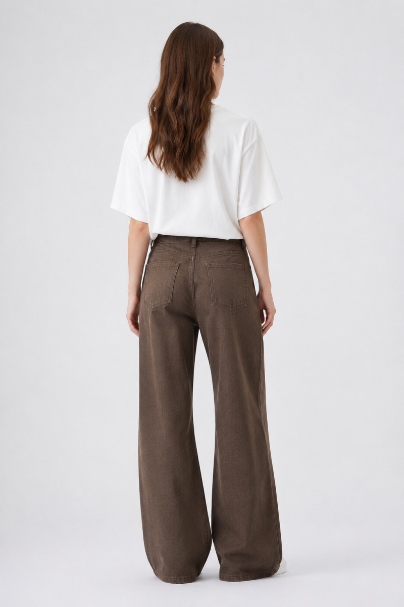 Women's High Waist Non-Stretch Wide Leg Jeans