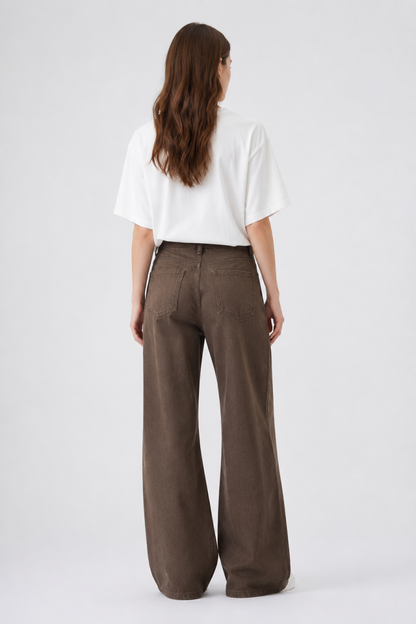 Women's High Waist Non-Stretch Wide Leg Jeans