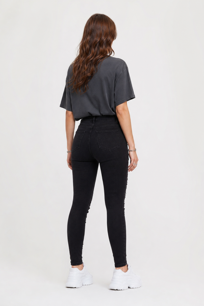 Women's High Waist Ripped Skinny Jeans
