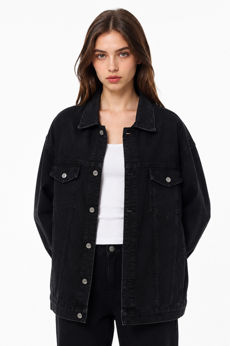 Women's Oversized Drop Shoulder Denim Jacket