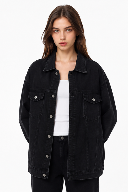 Women's Oversized Drop Shoulder Denim Jacket