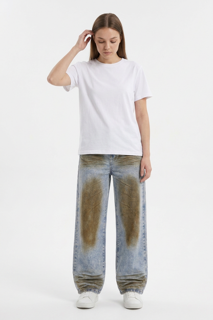 Women's High Waist Distressed Wide Leg Jeans