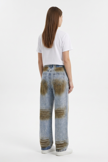 Women's High Waist Distressed Wide Leg Jeans
