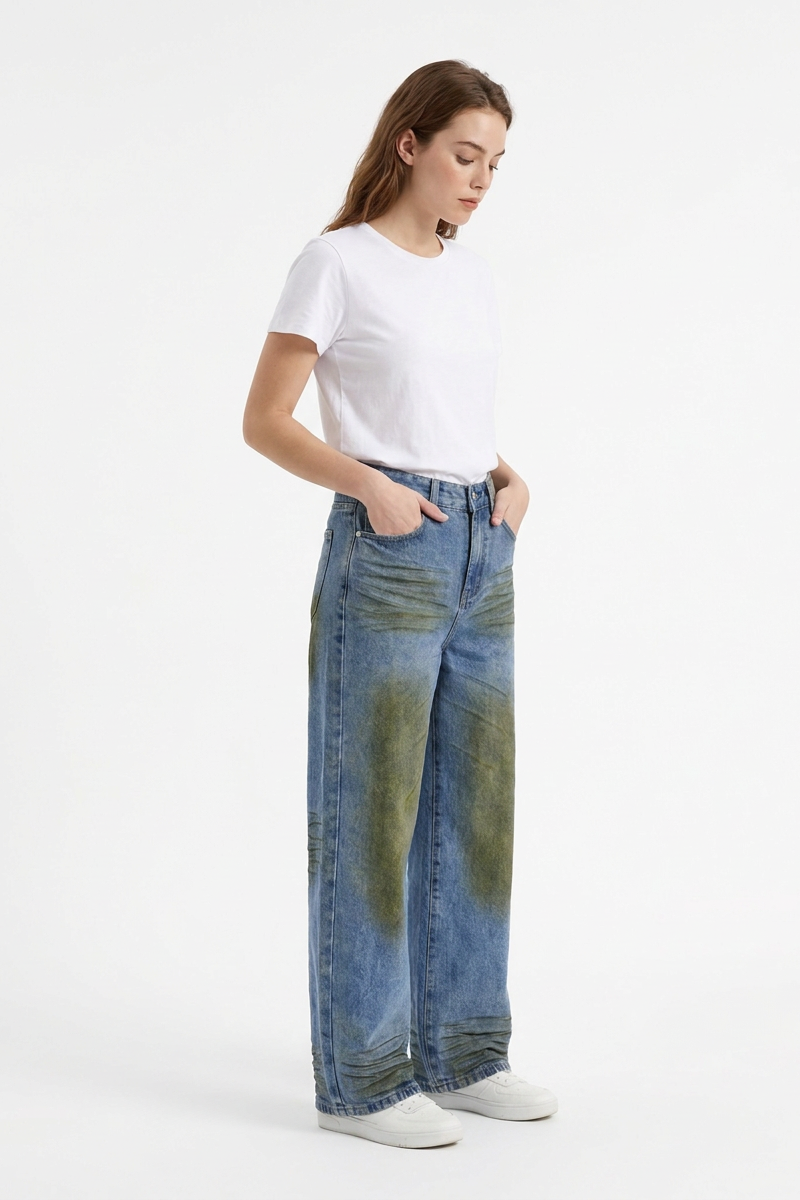Women's High Waist Distressed Wide Leg Jeans