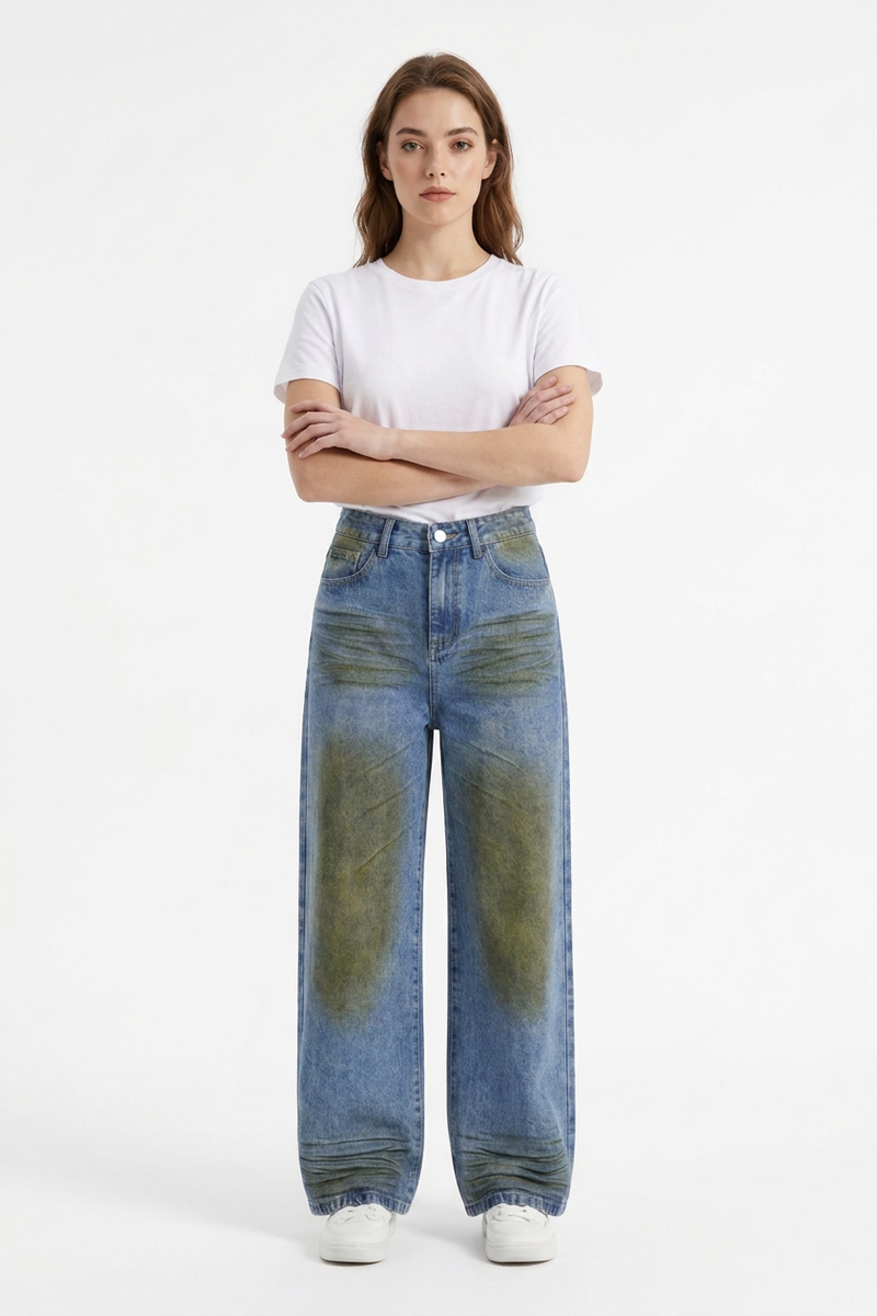 Women's High Waist Distressed Wide Leg Jeans