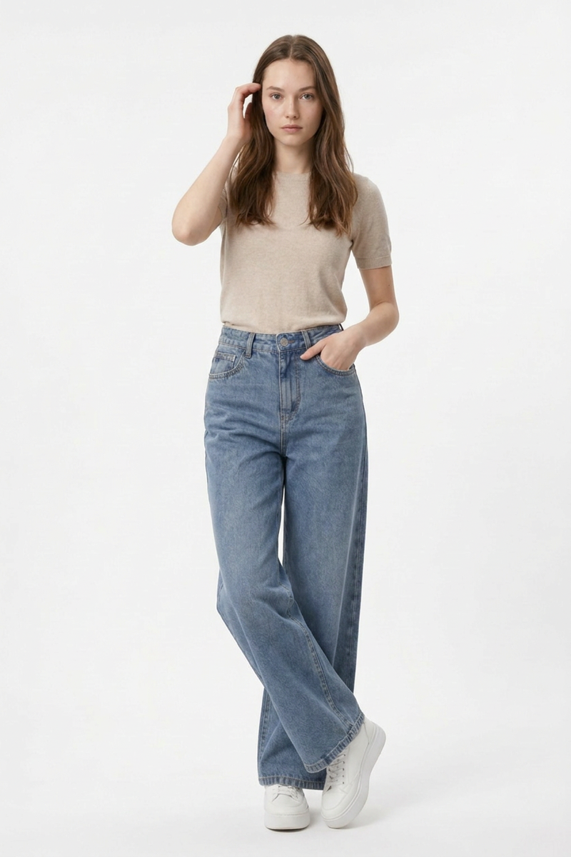 Women's High Waist Straight Leg Jeans
