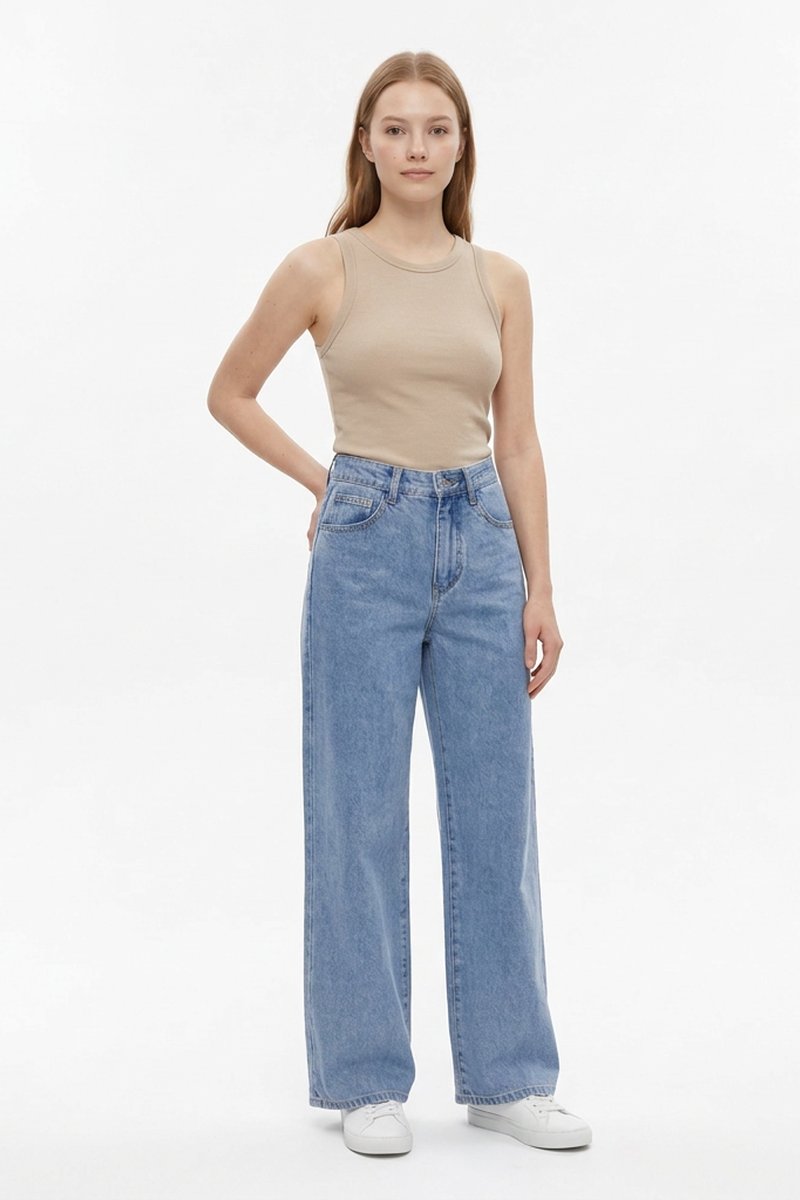 Women's High Waist Straight Leg Jeans