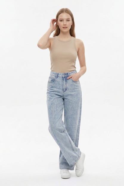 Women's High Waist Straight Leg Jeans