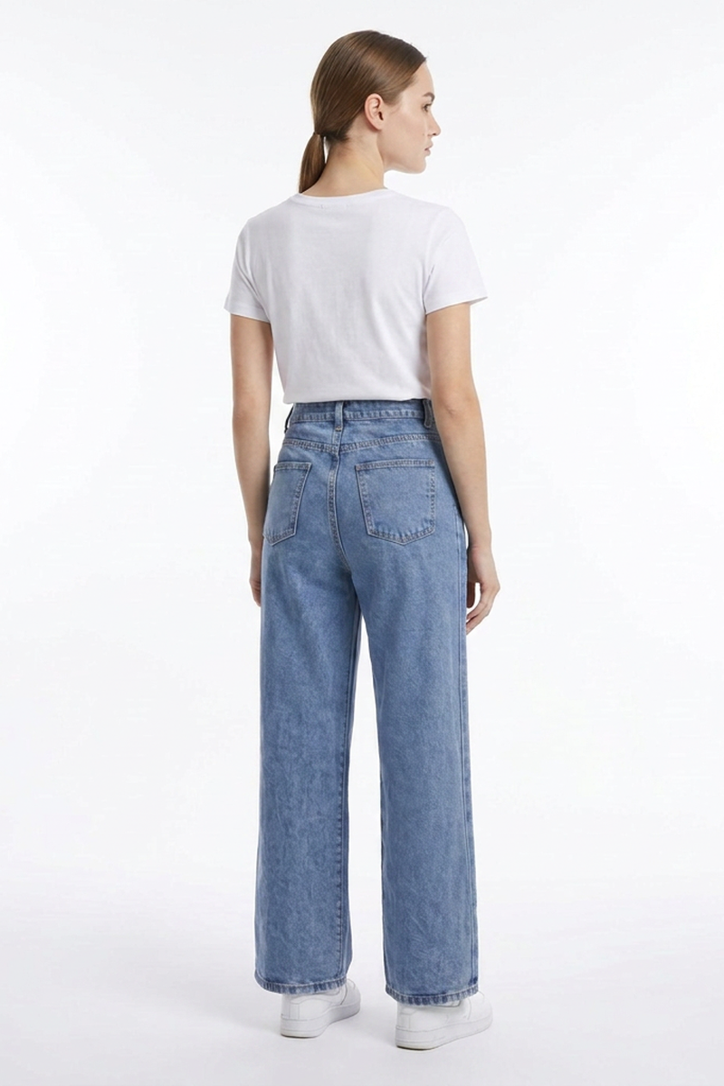 Women's Drawstring High Waist Relaxed Straight Leg Jeans