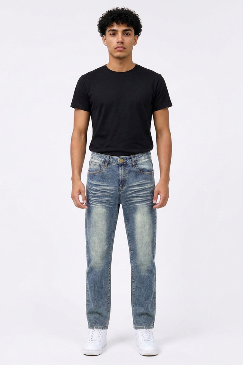 Men's Vintage Wash Straight Leg Jeans