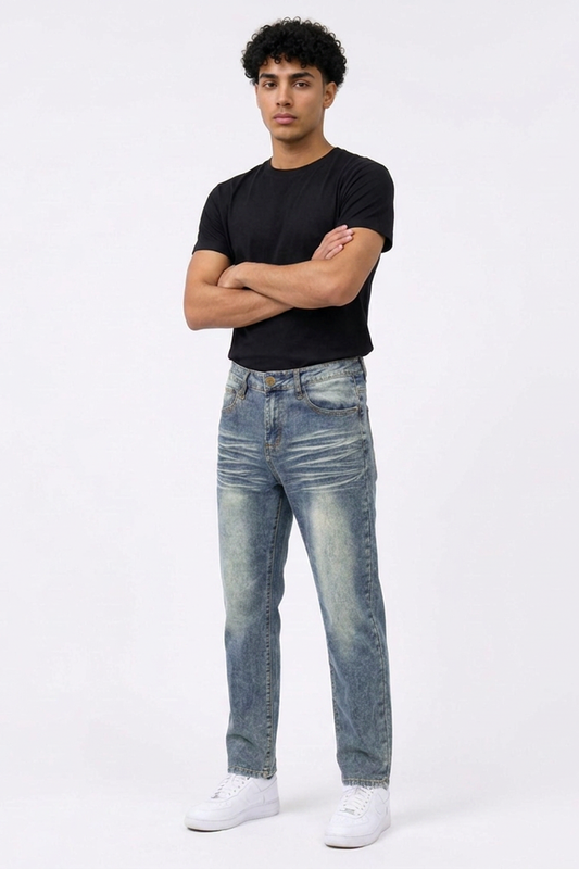 Men's Vintage Wash Straight Leg Jeans