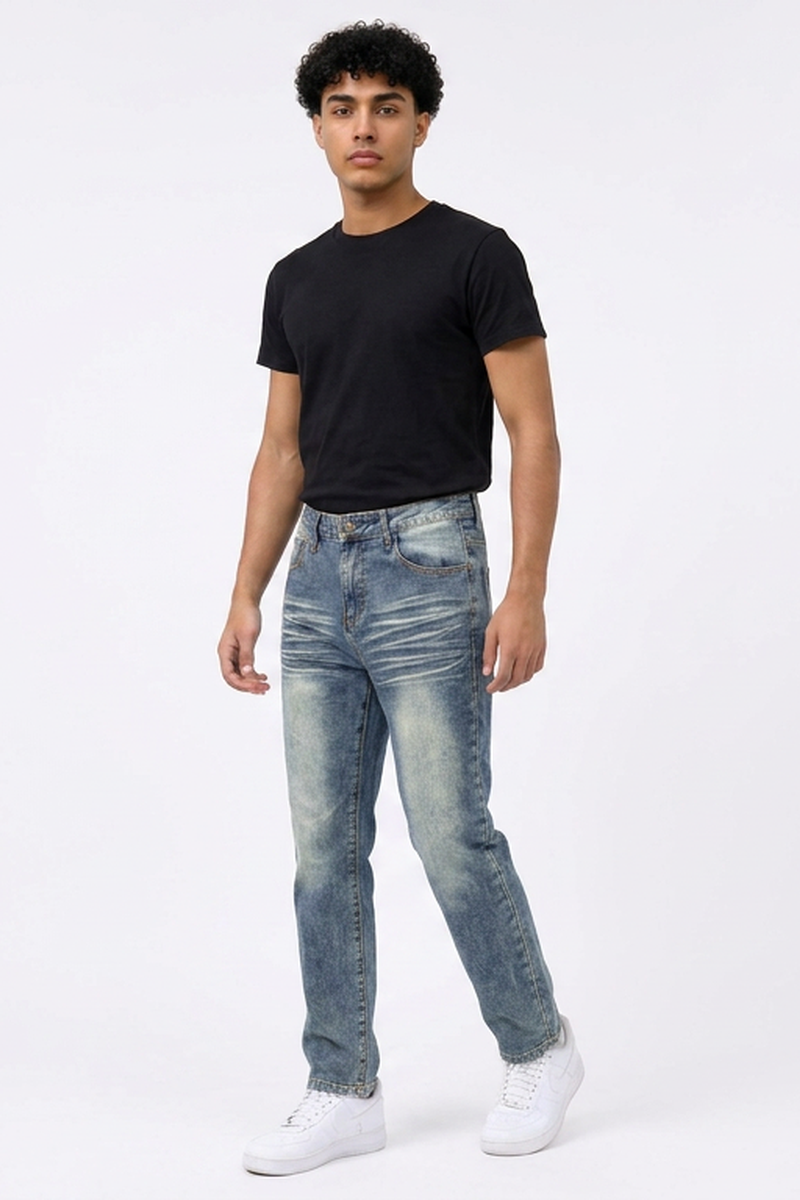 Men's Vintage Wash Straight Leg Jeans