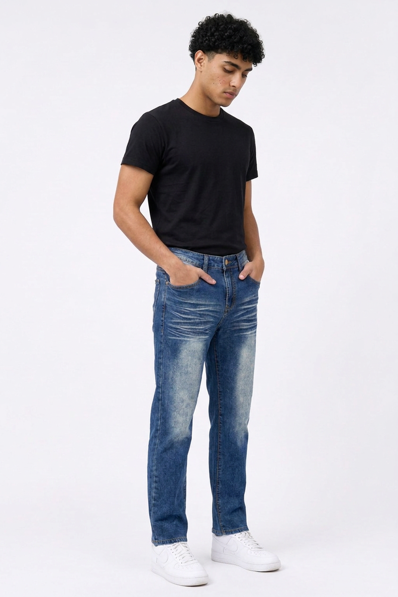 Men's Vintage Wash Straight Leg Jeans