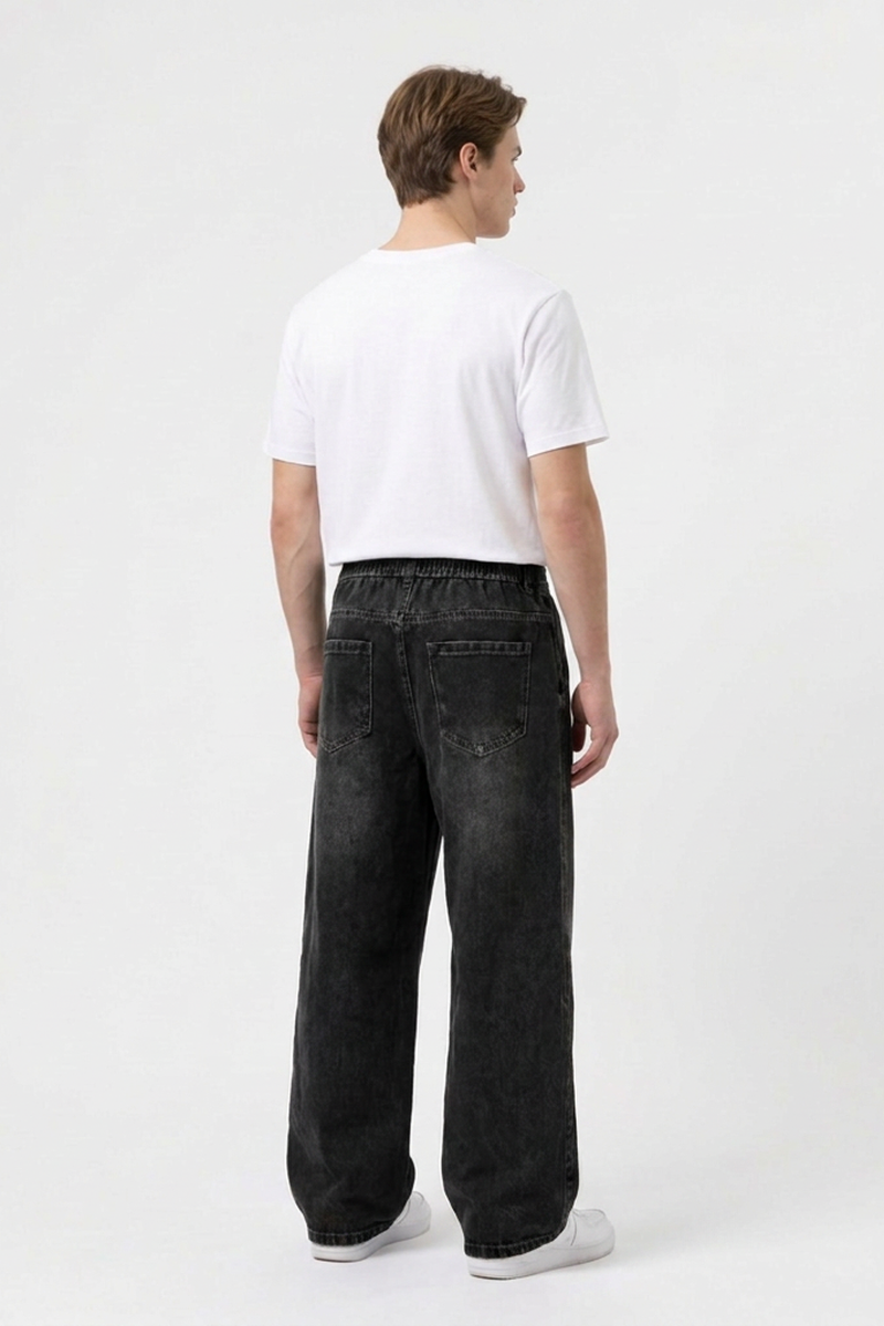 Men's Casual Loose Wide Leg Drawstring Jeans