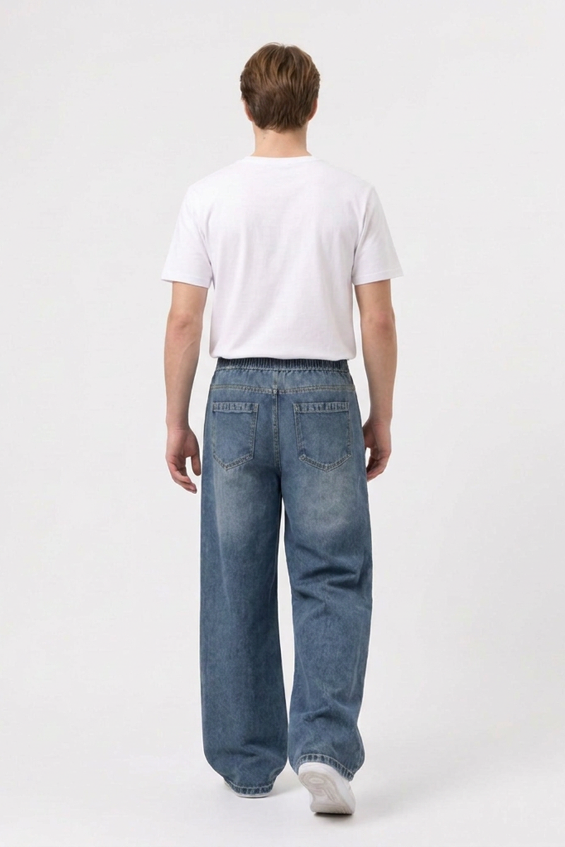 Men's Casual Loose Wide Leg Drawstring Jeans