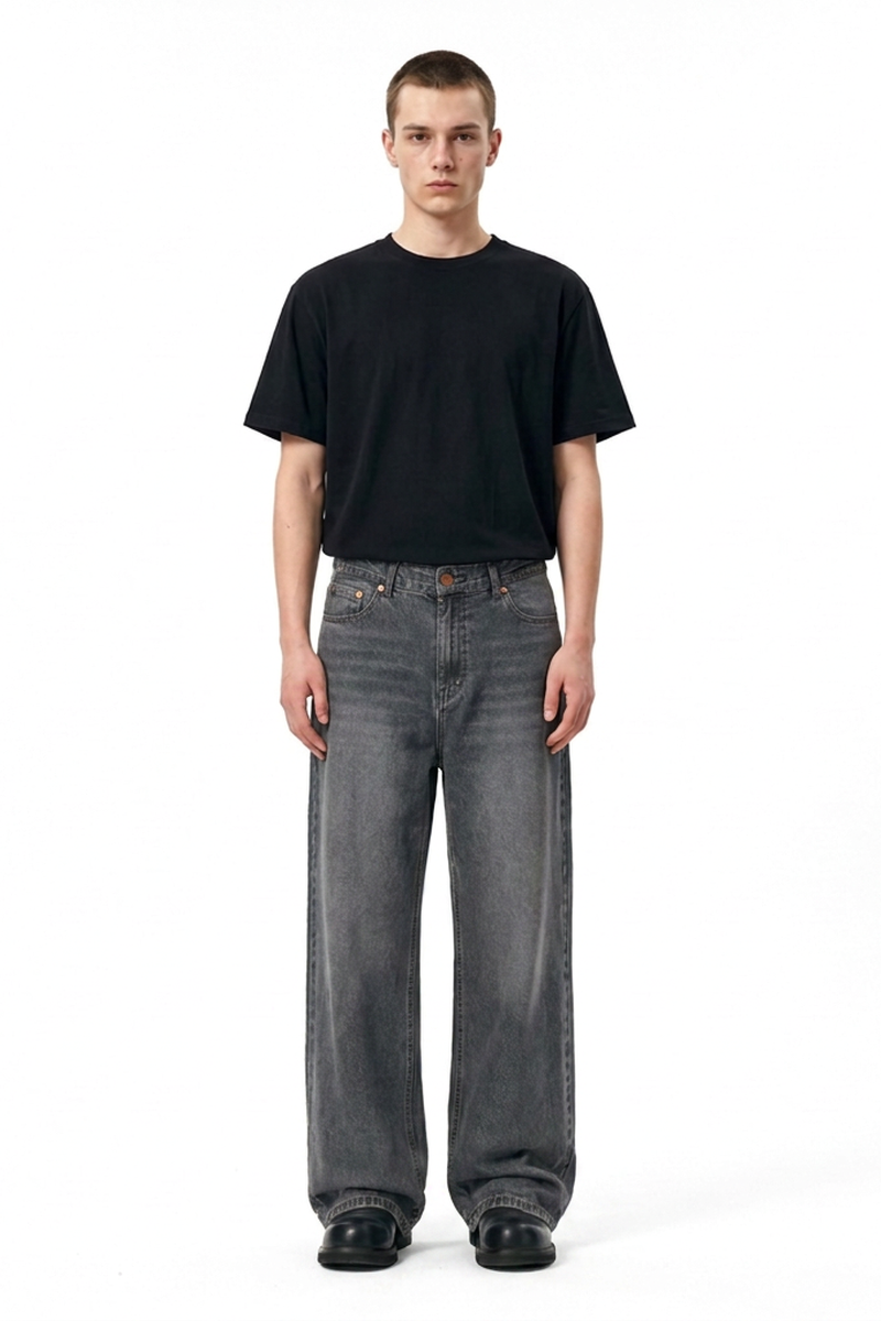 Men's Vintage Wash Baggy Wide Leg Jeans