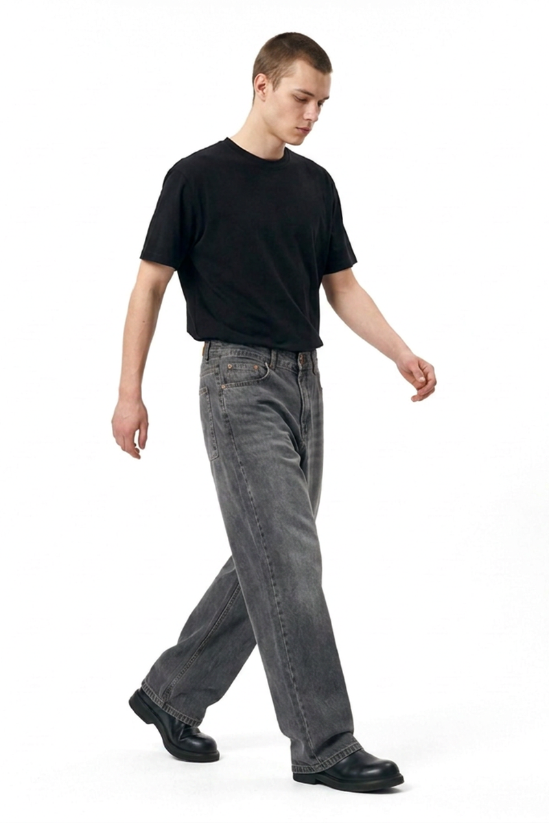 Men's Vintage Wash Baggy Wide Leg Jeans
