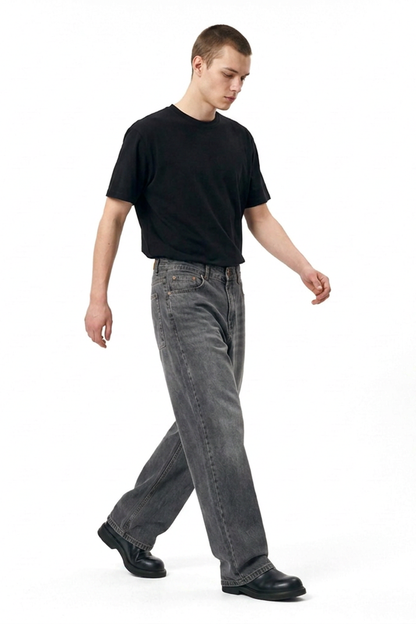 Men's Vintage Wash Baggy Wide Leg Jeans