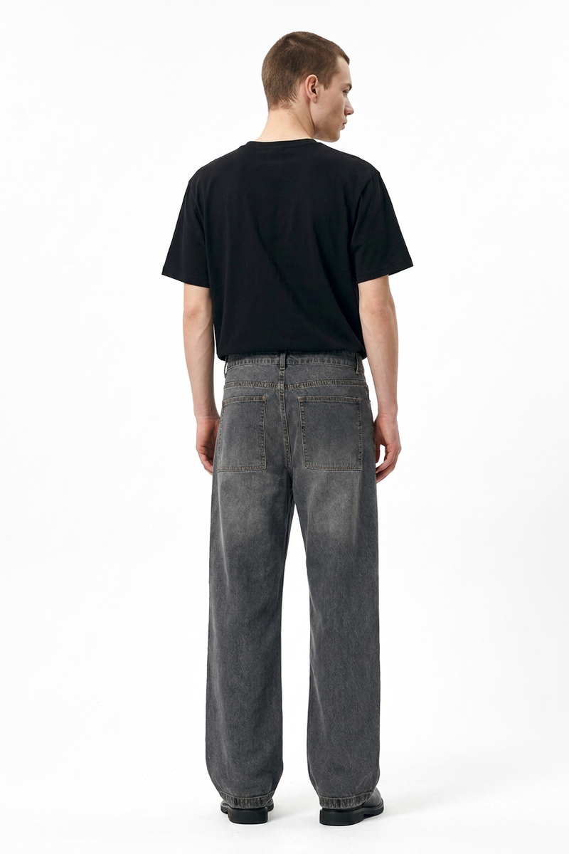 Men's Vintage Wash Baggy Wide Leg Jeans