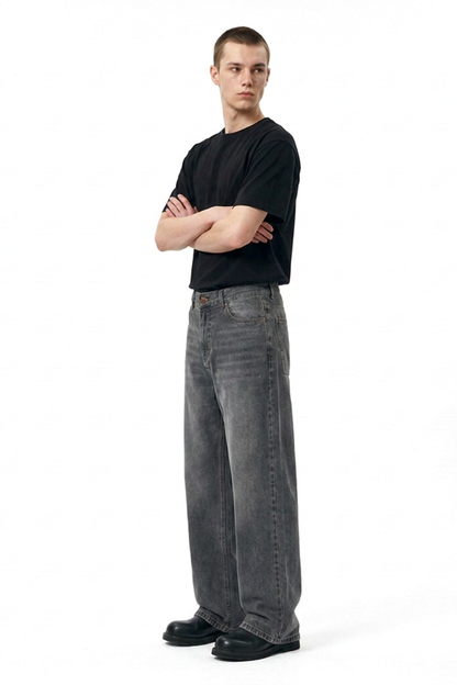 Men's Vintage Wash Baggy Wide Leg Jeans