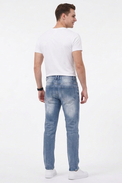 Men's Casual Rip Detail Slim Straight Jeans