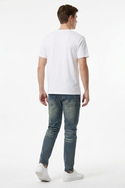 Men's Heavy Distressed Slim Fit Ripped Jeans