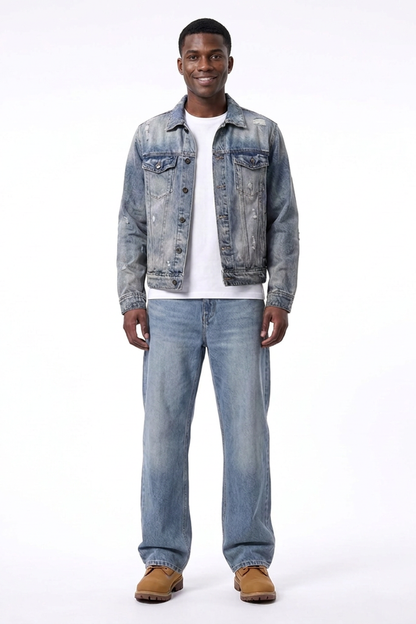 Men's Vintage Wash Loose Wide Leg Jeans