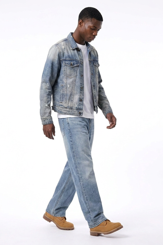 Men's Vintage Wash Loose Wide Leg Jeans