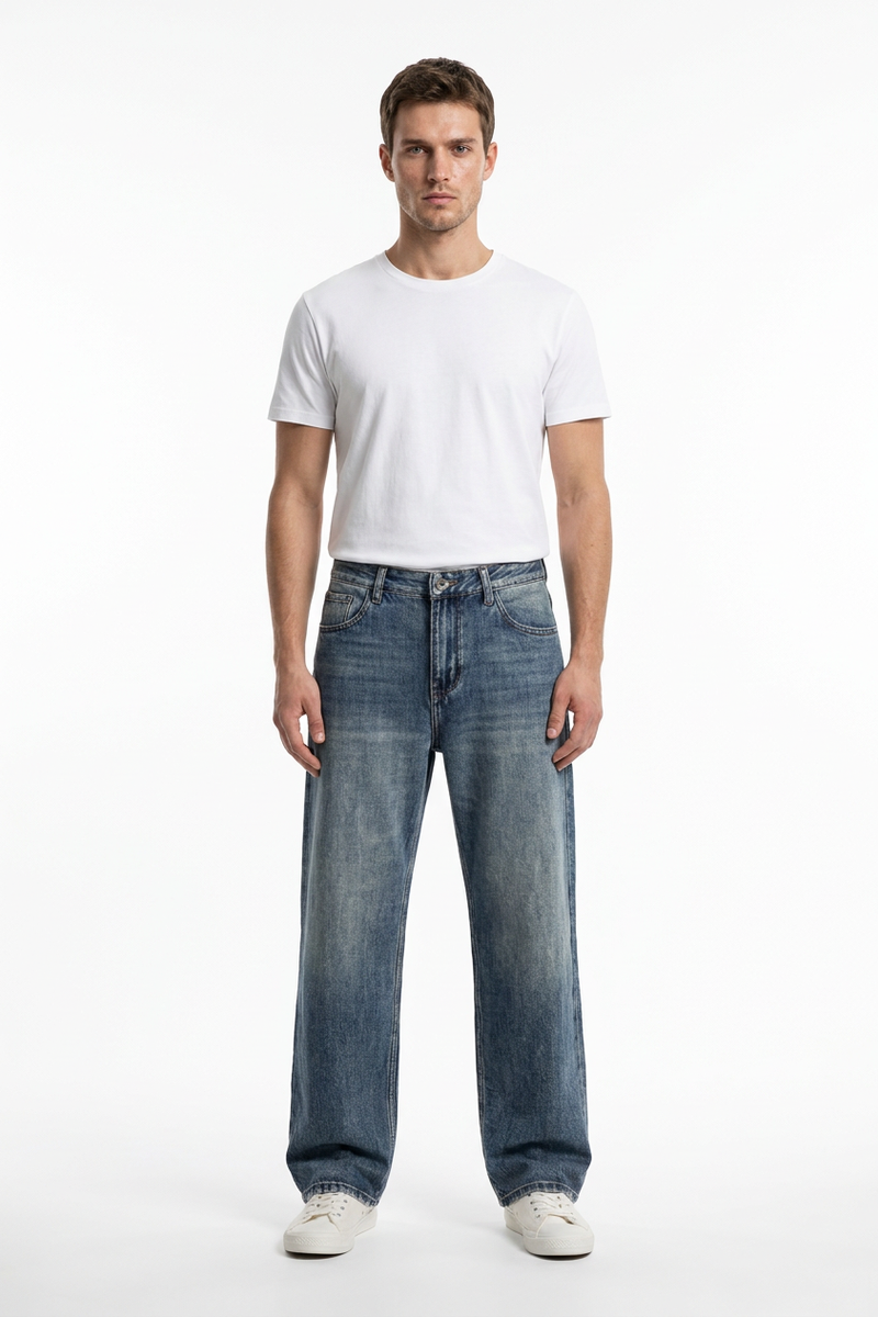 Men's Vintage Wash Relaxed Straight Leg Jeans