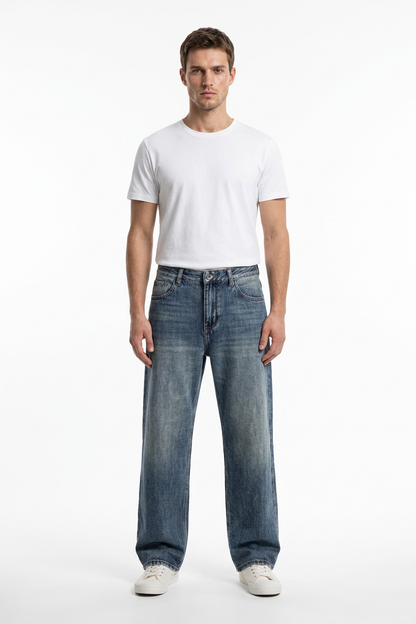 Men's Vintage Wash Relaxed Straight Leg Jeans